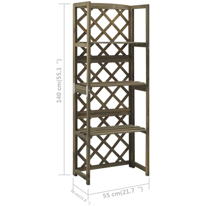 Spaljé med hyllor grå 55x30x140 cm massivt granträ vidaXL – bild 6