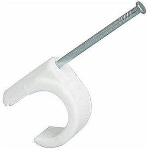 Spikklammer, Vit, För kabel 7-10 mm, 25 mm, 50 st MALMBERGS