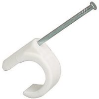 Spikklammer, Vit, För kabel 8-12 mm, 45 mm, 100 st MALMBERGS
