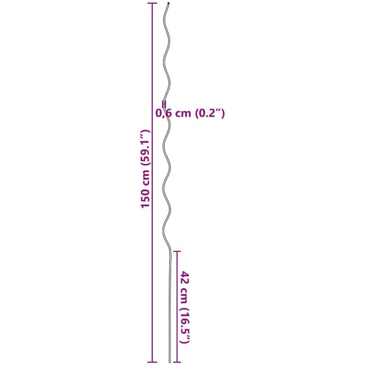 Spiralväxtstöd (20 st, 150 cm, Stål) vidaXL 150 cm hög – bild 10