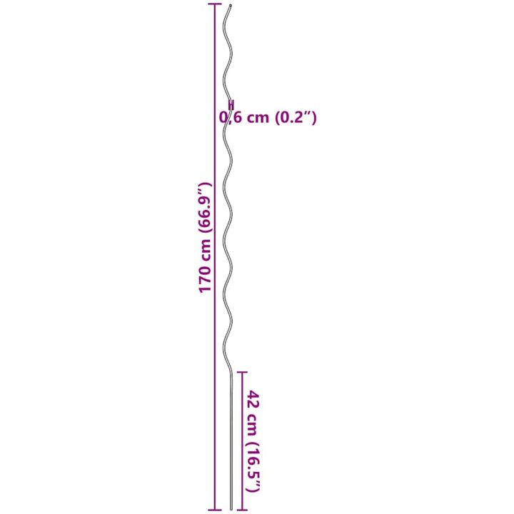 Spiralväxtstöd 20 st Stål vidaXL 170 cm – bild 10