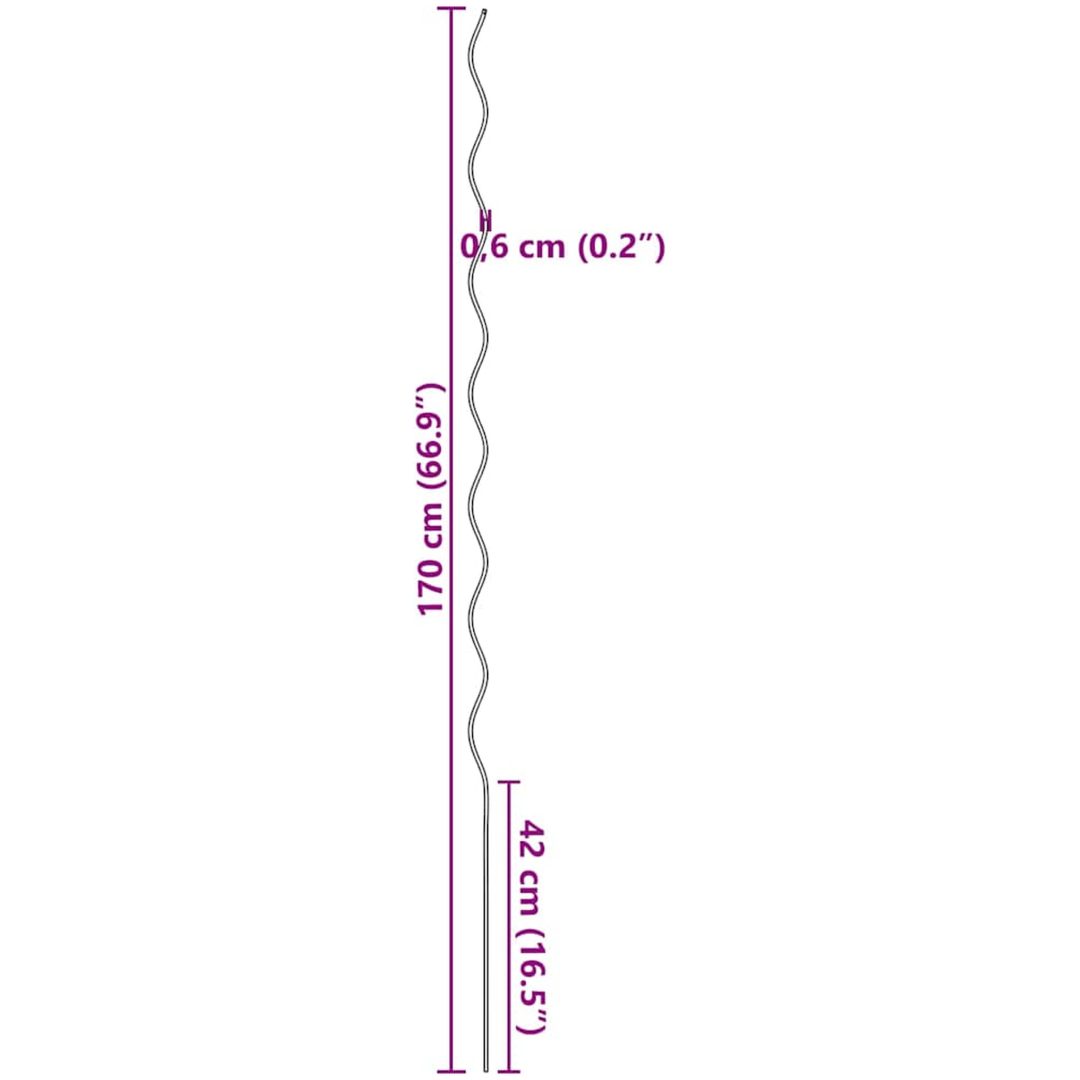 Spiralväxtstöd 5 st Stål vidaXL 170 cm – bild 10
