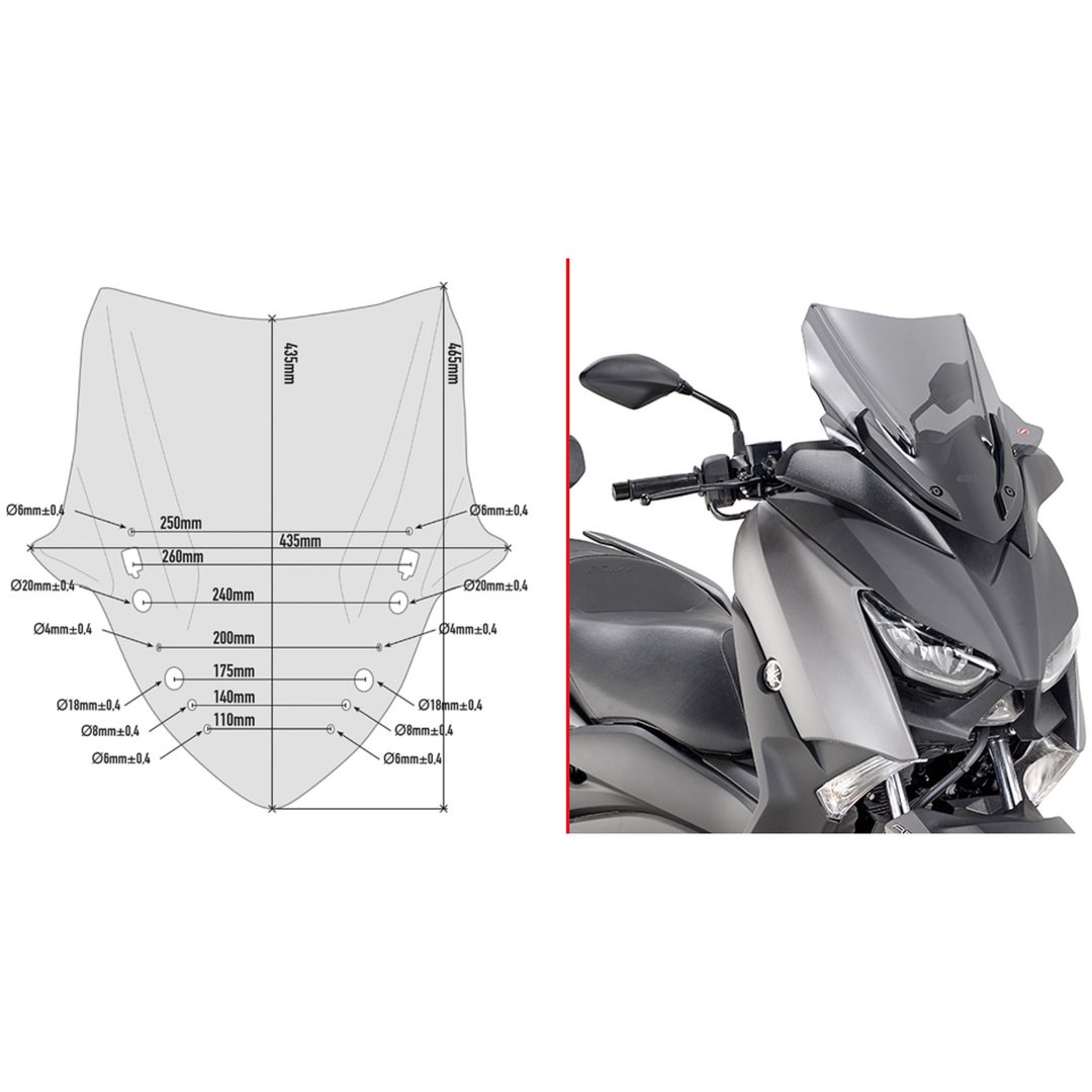 Sportvindruta D2136S Rökfärgad Givi X-MAX 300 (2017)
