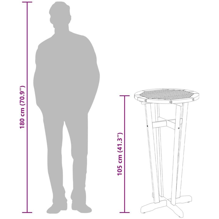 Ståbord för utomhusbruk ⌀60x105 cm massivt akaciaträ vidaXL – bild 11