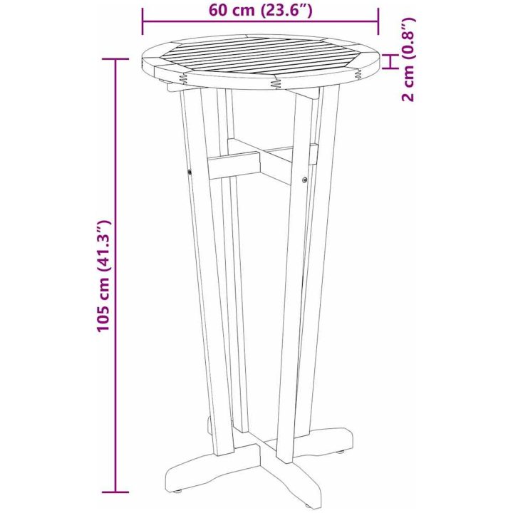 Ståbord för utomhusbruk ⌀60x105 cm massivt akaciaträ vidaXL – bild 10