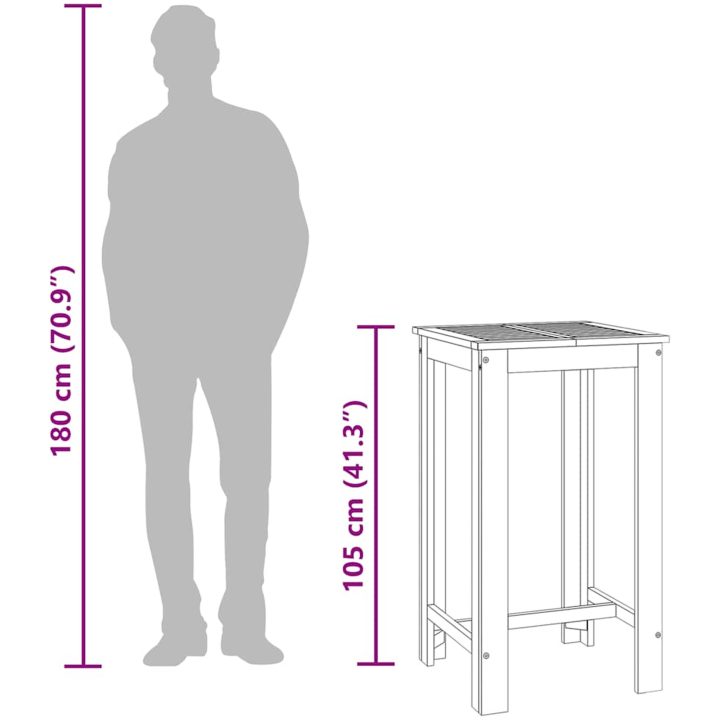 Ståbord för utomhusbruk massiv akacia vidaXL 60 x 60 x 105 cm – bild 7