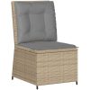 Ställbar fåtölj med dynor beige konstrotting vidaXL – miniatyr 2