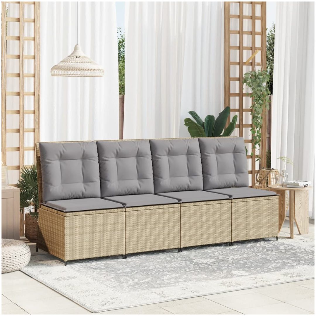 Ställbar fåtölj med dynor beige konstrotting vidaXL – bild 3