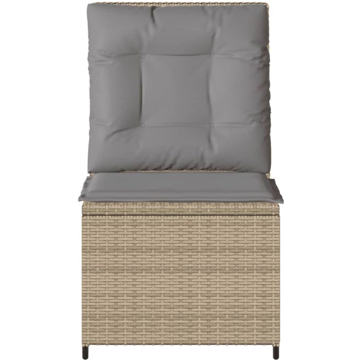 Ställbar fåtölj med dynor beige konstrotting vidaXL – bild 4