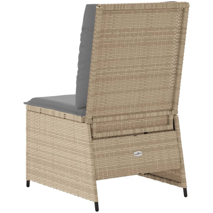 Ställbar fåtölj med dynor beige konstrotting vidaXL – bild 6