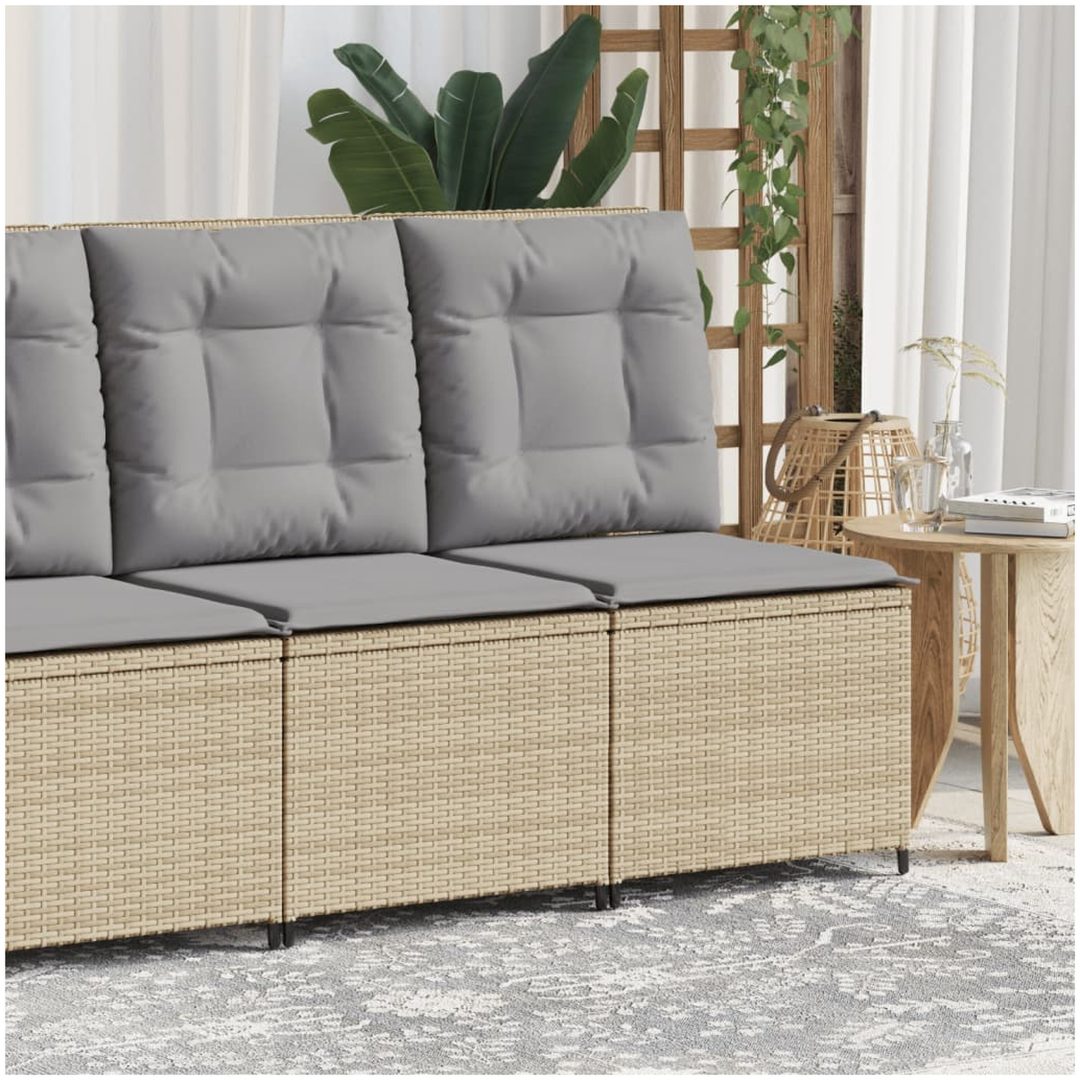 Ställbar fåtölj med dynor beige konstrotting vidaXL