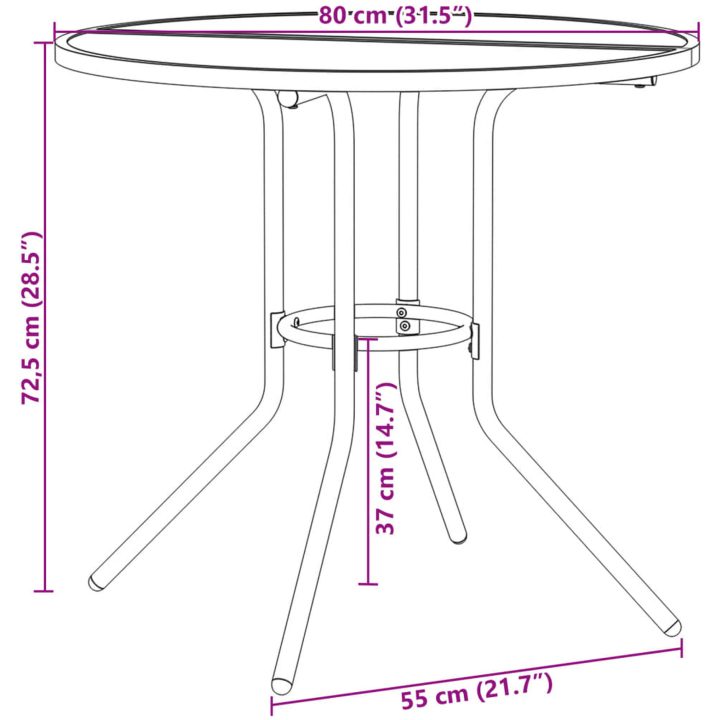 Stapelbar stolsgrupp 3 delar antracit pulverlackerat stål vidaXL 80 x 72.5 cm – bild 12