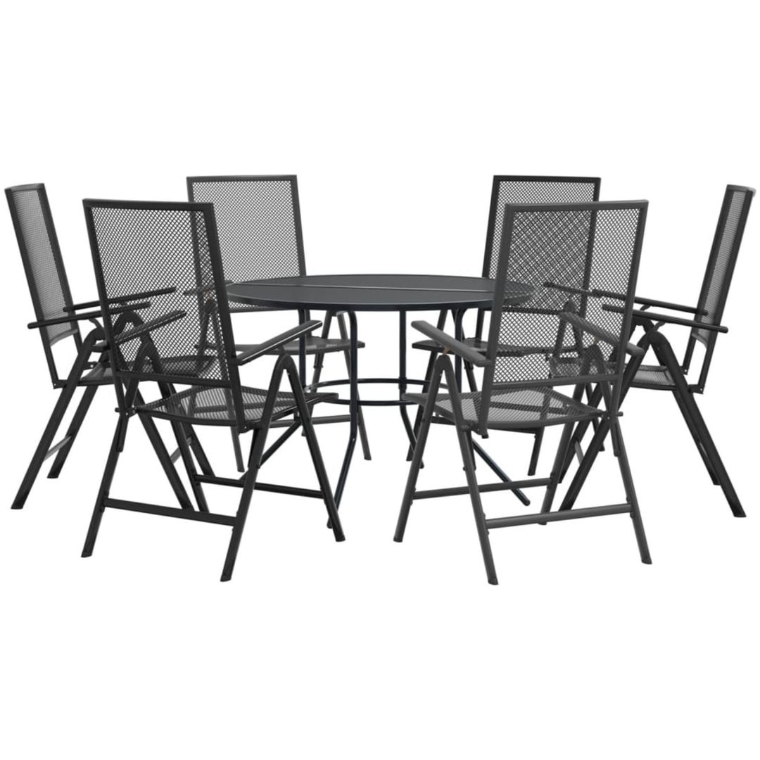 Stapelbar stolsgrupp 7 delar antracit pulverlackerat stål vidaXL 110 x 72.5 cm – bild 2