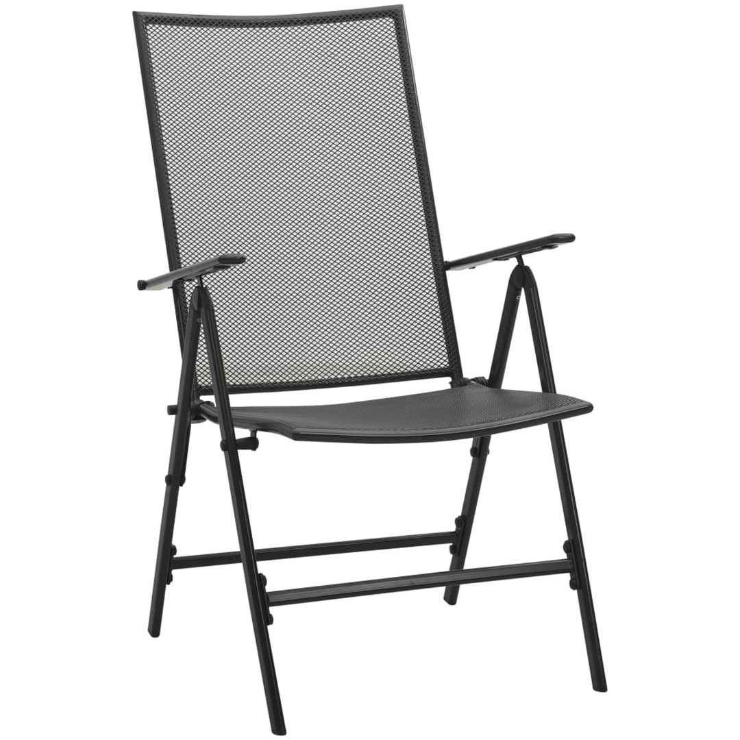Stapelbar stolsgrupp 7 delar antracit pulverlackerat stål vidaXL 110 x 72.5 cm – bild 4