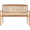 Stapelbar trädgårdsbänk 2-sits massiv teak vidaXL 128.5 cm – miniatyr 2