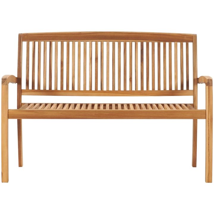 Stapelbar trädgårdsbänk 2-sits massiv teak vidaXL 128.5 cm – bild 2