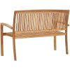 Stapelbar trädgårdsbänk 2-sits massiv teak vidaXL 128.5 cm – miniatyr 4