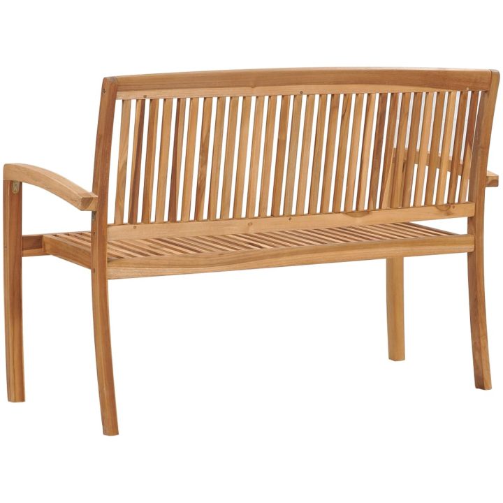 Stapelbar trädgårdsbänk 2-sits massiv teak vidaXL 128.5 cm – bild 4