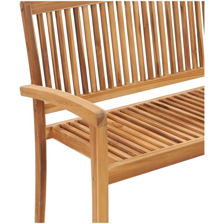 Stapelbar trädgårdsbänk 2-sits massiv teak vidaXL 128.5 cm – bild 5