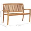 Stapelbar trädgårdsbänk 2-sits massiv teak vidaXL 128.5 cm – miniatyr 6