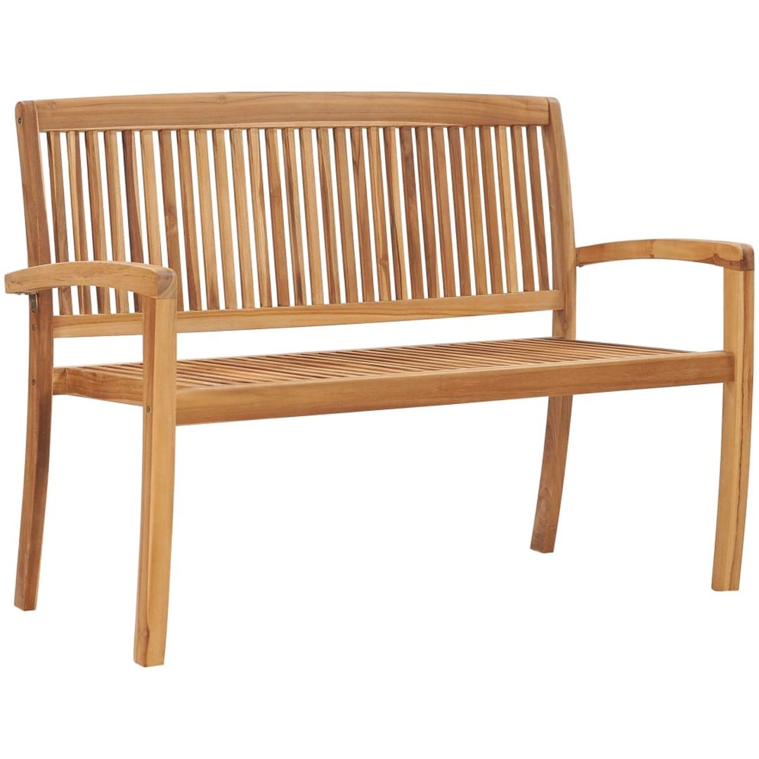 Stapelbar trädgårdsbänk 2-sits massiv teak vidaXL 128.5 cm