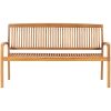 Stapelbar trädgårdsbänk 3-sits massiv teak vidaXL 159 cm – miniatyr 2