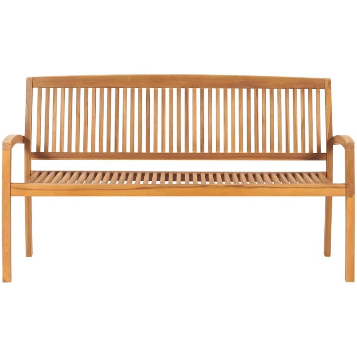 Stapelbar trädgårdsbänk 3-sits massiv teak vidaXL 159 cm – bild 2