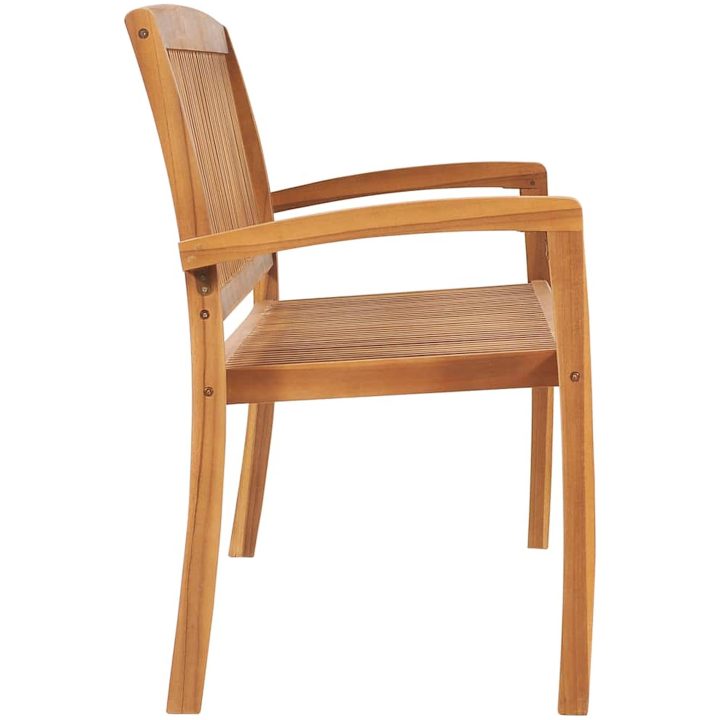 Stapelbar trädgårdsbänk 3-sits massiv teak vidaXL 159 cm – bild 3