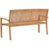 Stapelbar trädgårdsbänk 3-sits massiv teak vidaXL 159 cm – miniatyr 4
