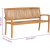 Stapelbar trädgårdsbänk 3-sits massiv teak vidaXL 159 cm – miniatyr 6