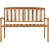 Stapelbar trädgårdsbänk med dyna 128,5 cm massiv teak vidaXL 120 cm – miniatyr 3
