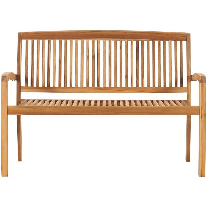 Stapelbar trädgårdsbänk med dyna 128,5 cm massiv teak vidaXL 120 cm – bild 3