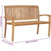 Stapelbar trädgårdsbänk med dyna 128,5 cm massiv teak vidaXL 120 cm – miniatyr 8