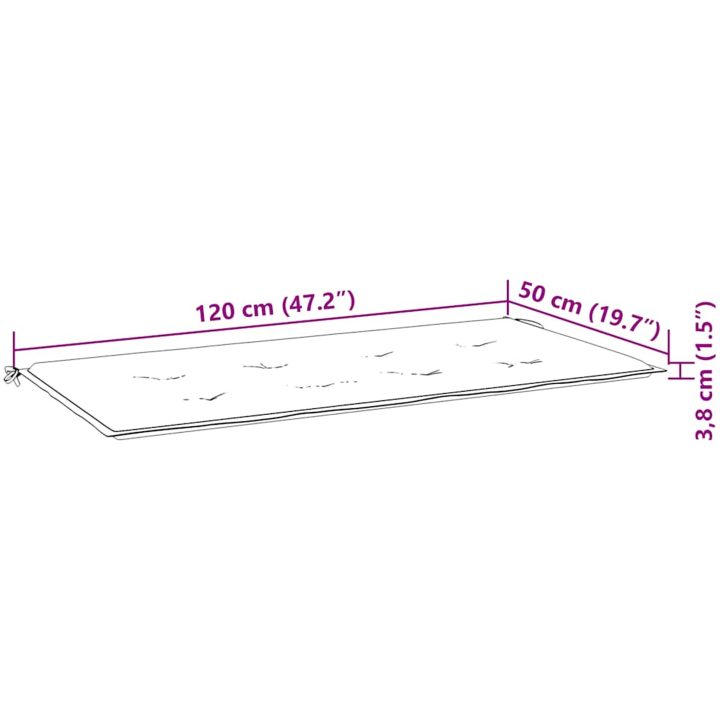 Stapelbar trädgårdsbänk med dyna 128,5 cm massiv teak vidaXL 120 cm – bild 9