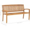 Stapelbar trädgårdsbänk med dyna 159 cm massiv teak vidaXL 150 cm – miniatyr 11