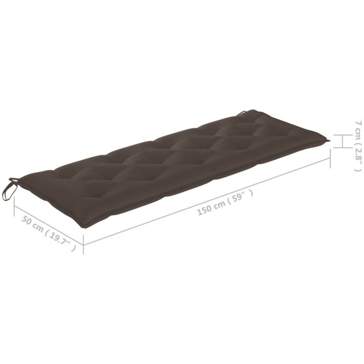 Stapelbar trädgårdsbänk med dyna 159 cm massiv teak vidaXL 150 cm – bild 12