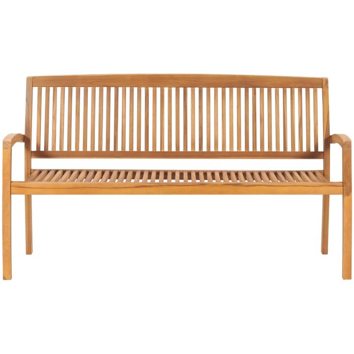 Stapelbar trädgårdsbänk med dyna 159 cm massiv teak vidaXL 150 cm – bild 7