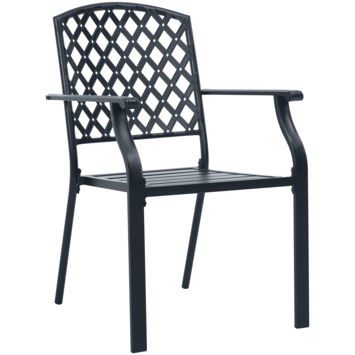 Stapelbar trädgårdsstolsgrupp 5 st antracit pulverlackerat stål vidaXL 80 x 72.5 cm – bild 4