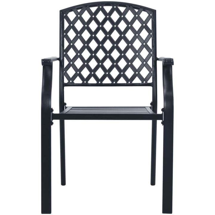 Stapelbar trädgårdsstolsgrupp 5 st antracit pulverlackerat stål vidaXL 80 x 72.5 cm – bild 5