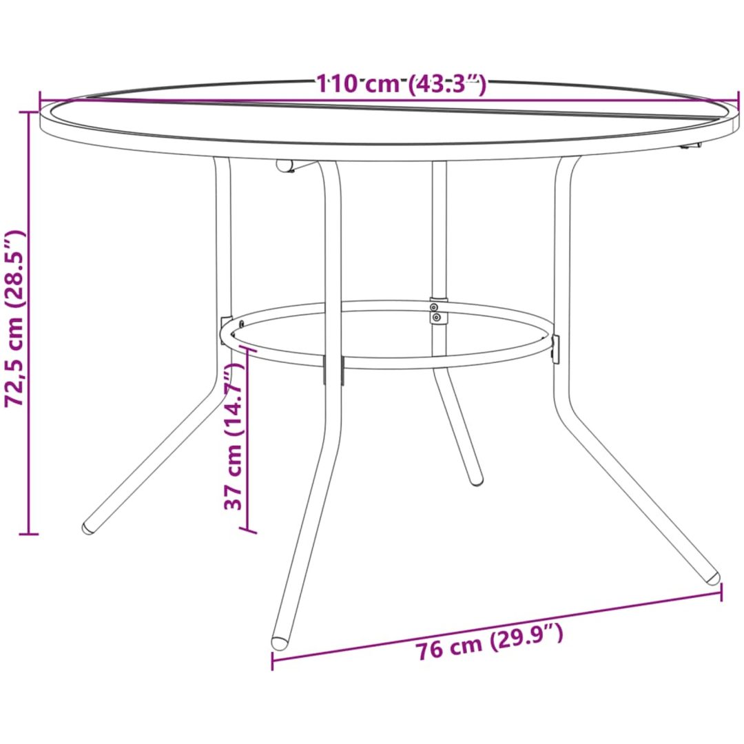 Stapelbar trädgårdsstolsgrupp 7 st antracit pulverlackerat stål vidaXL 110 x 72.5 cm – bild 12