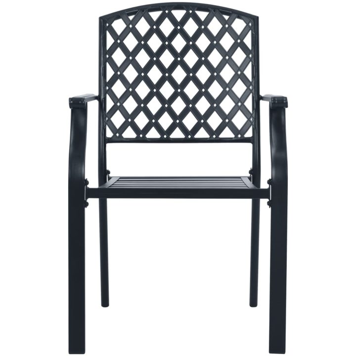 Stapelbar trädgårdsstolsgrupp 7 st antracit pulverlackerat stål vidaXL 110 x 72.5 cm – bild 5