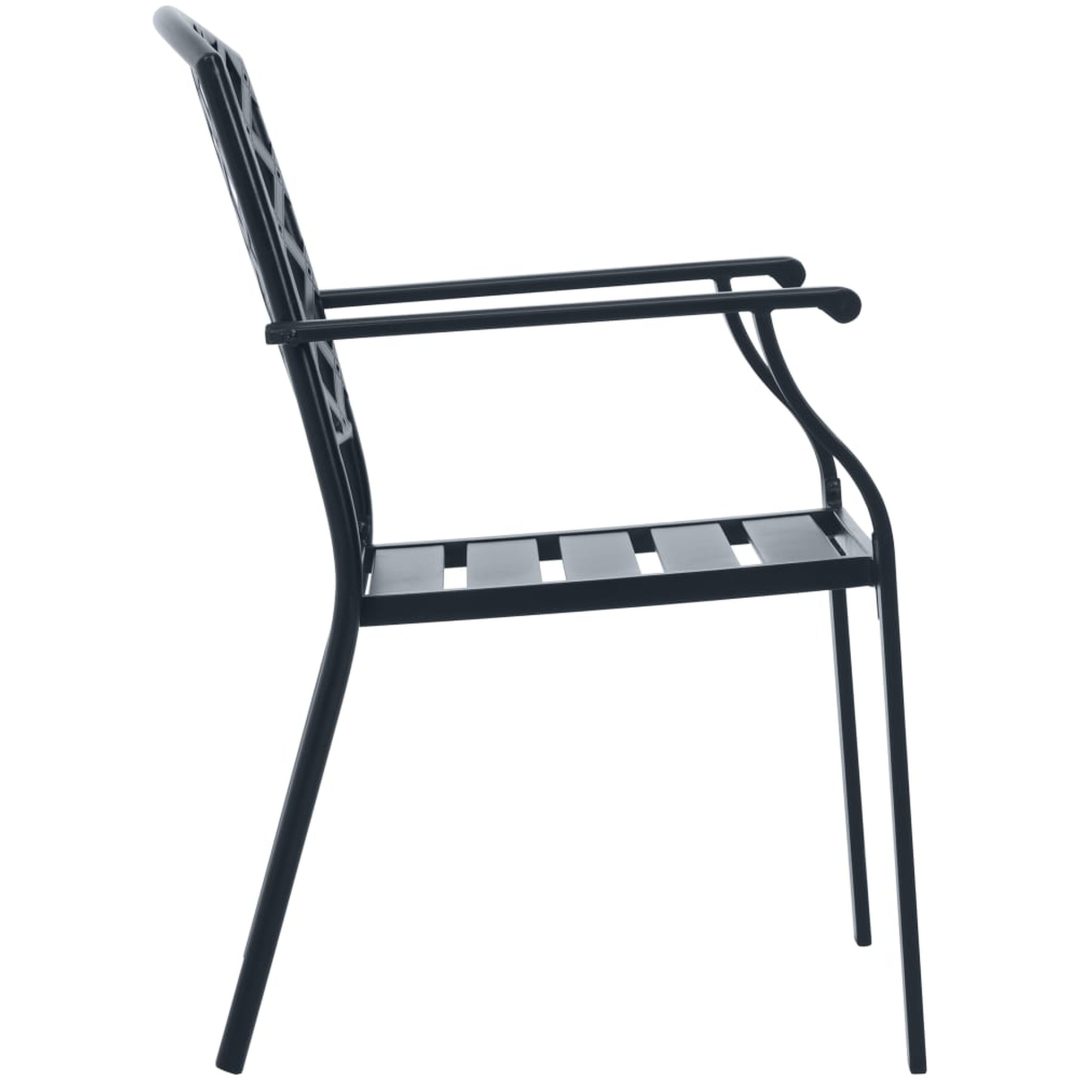 Stapelbar trädgårdsstolsgrupp 7 st antracit pulverlackerat stål vidaXL 110 x 72.5 cm – bild 7