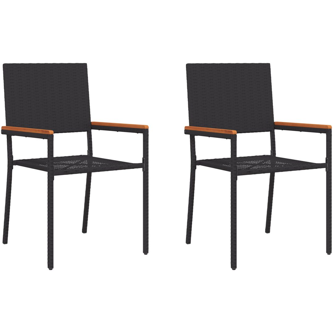 Stapelbara Trädgårdsstolar - 2 Delars Set i Svart Poly Rattan vidaXL 54 x 56 x 90 cm – bild 2