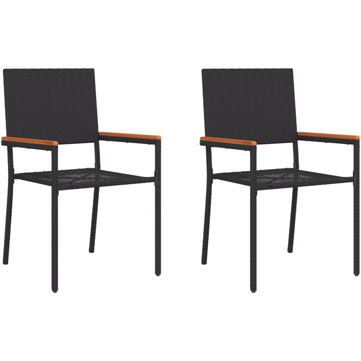 Stapelbara Trädgårdsstolar - 2 Delars Set i Svart Poly Rattan vidaXL 54 x 56 x 90 cm – bild 2