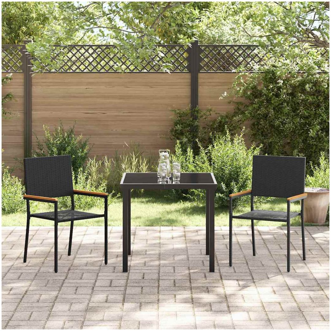 Stapelbara Trädgårdsstolar - 2 Delars Set i Svart Poly Rattan vidaXL 54 x 56 x 90 cm – bild 3