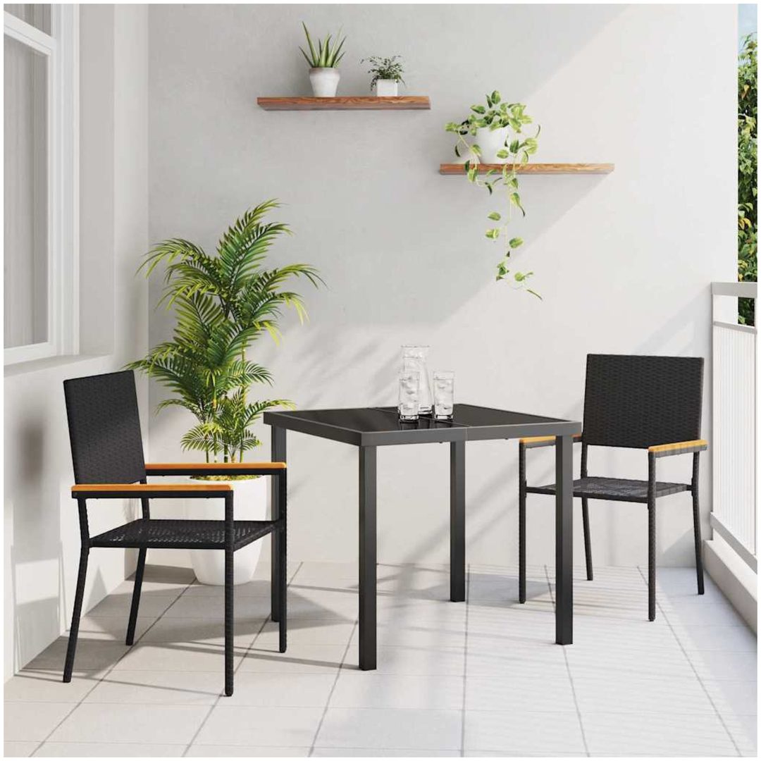Stapelbara Trädgårdsstolar - 2 Delars Set i Svart Poly Rattan vidaXL 54 x 56 x 90 cm