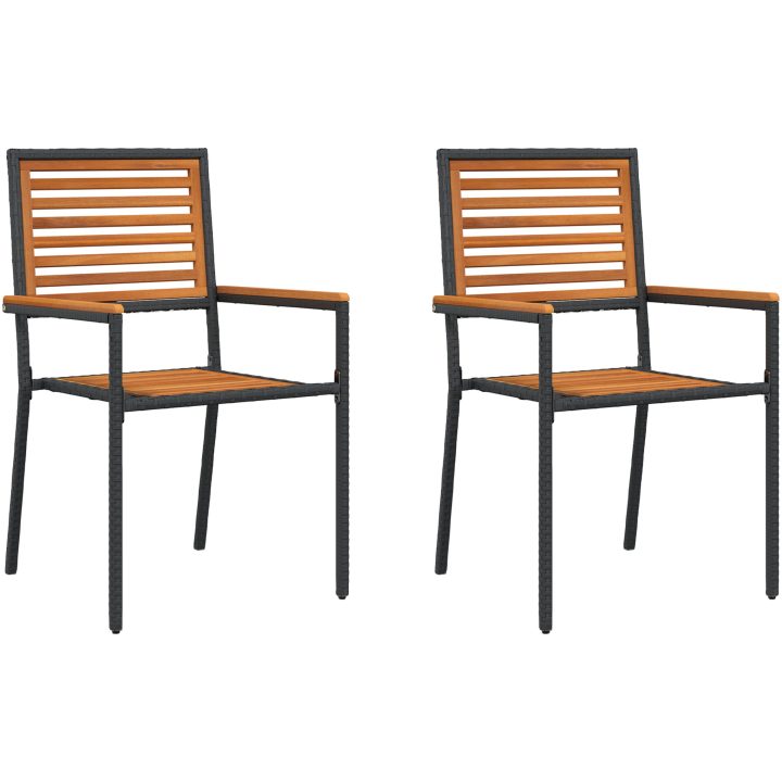Stapelbara Trädgårdsstolar - 2-pack, Svart Poly Rattan vidaXL 54 x 56 x 90 cm – bild 2