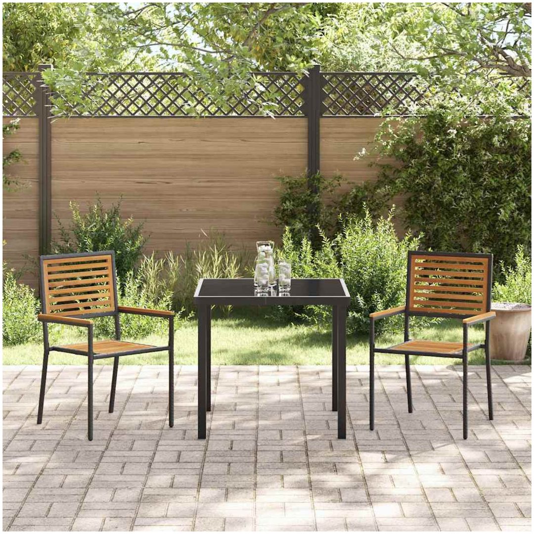 Stapelbara Trädgårdsstolar - 2-pack, Svart Poly Rattan vidaXL 54 x 56 x 90 cm – bild 3