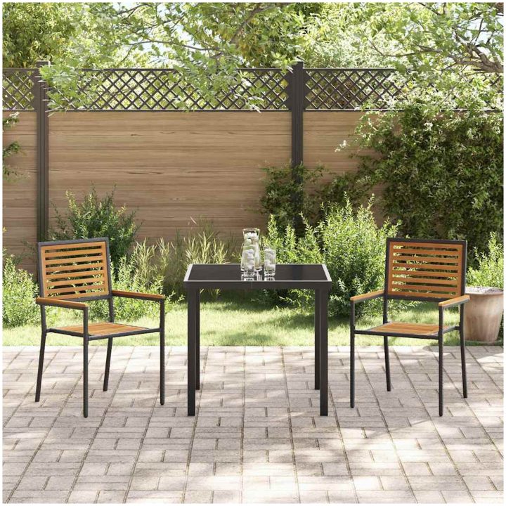 Stapelbara Trädgårdsstolar - 2-pack, Svart Poly Rattan vidaXL 54 x 56 x 90 cm – bild 3