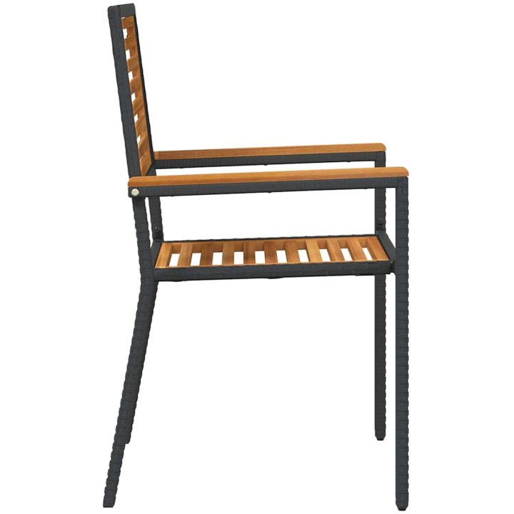 Stapelbara Trädgårdsstolar - 2-pack, Svart Poly Rattan vidaXL 54 x 56 x 90 cm – bild 6
